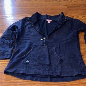 Lilly Pulitzer Jacket Womens Medium Blue 1/2 Zip‎ Popover Pullover Long Sleeve